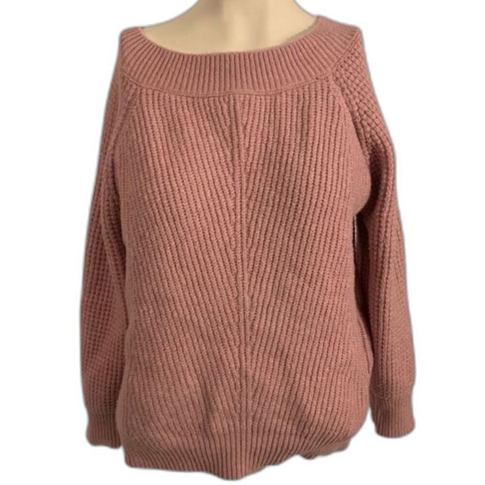 LOFT Outlet Womens Cozy Boat Neck Ribbed Knit Sweater Pink Size XL